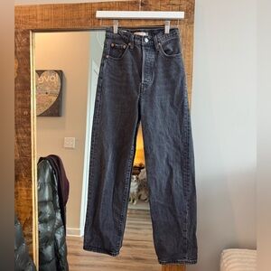 Levi's Ribcage Straight Ankle Black Jeans Size: 24